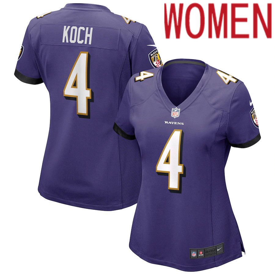 Women Baltimore Ravens #4 Sam Koch Nike Purple Game NFL Jersey